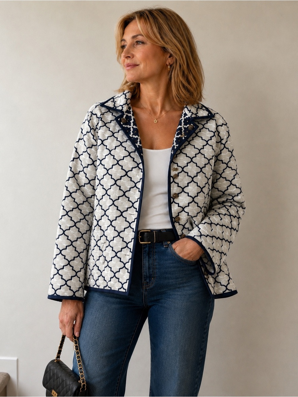 Winding river geometrical reversible jacket Small
